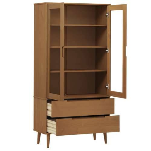 Vitrina MOLDE smeđa 90 x 35 x 175 cm od masivne borovine - Smeđa 1 Cijena