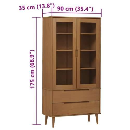 Vitrina MOLDE smeđa 90 x 35 x 175 cm od masivne borovine - Smeđa 1 Cijena