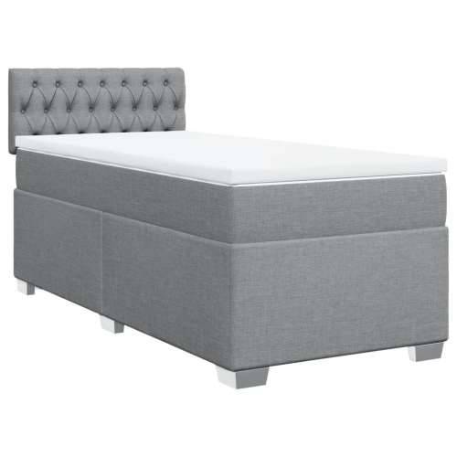 Box spring krevet s madracem svjetlosivi 90x190 cm od tkanine - Svjetlosiva 90 x 190 cm Dizajn s gumbima Cijena