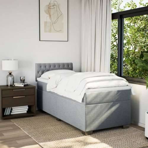 Box spring krevet s madracem svjetlosivi 90x190 cm od tkanine - Svjetlosiva 90 x 190 cm Dizajn s gumbima Cijena