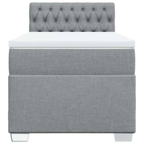 Box spring krevet s madracem svjetlosivi 90x190 cm od tkanine - Svjetlosiva 90 x 190 cm Dizajn s gumbima Cijena