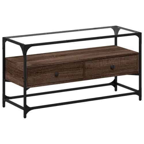 TV ormarić sa staklenom površinom boja hrasta 98x35x51 cm drvo Smeđi hrast 1 98 cm Cijena