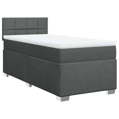 Krevet s oprugama i madracem tamnosivi 90 x 190 cm od tkanine - Tamno siva 90 x 190 cm Blok s kvadratima Cijena
