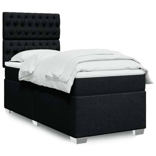 Box spring krevet s madracem crni 80 x 200 cm od tkanine - Crna 80 x 200 cm Dizajn s gumbima Cijena