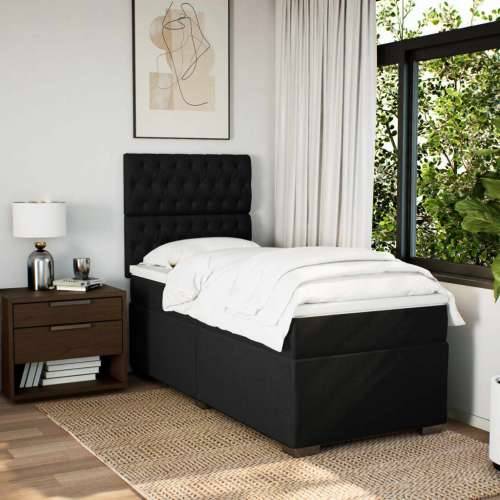 Box spring krevet s madracem crni 80 x 200 cm od tkanine - Crna 80 x 200 cm Dizajn s gumbima Cijena