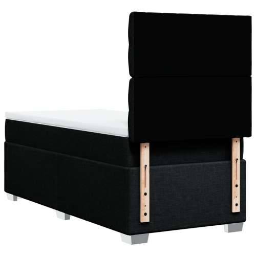 Box spring krevet s madracem crni 80 x 200 cm od tkanine - Crna 80 x 200 cm Dizajn s gumbima Cijena