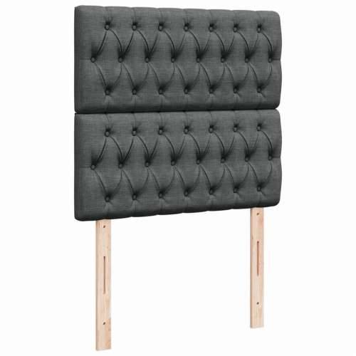 Krevet s oprugama i madracem tamnosivi 90 x 190 cm od tkanine - Tamno siva 90 x 190 cm Dizajn s gumbima Cijena