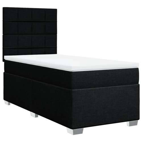 Krevet s oprugama i madracem crni 100 x 200 cm od tkanine - Crna 100 x 200 cm Blok s kvadratima Cijena