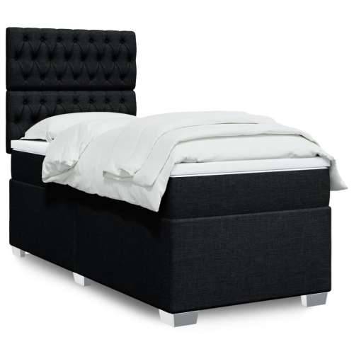 Box spring krevet s madracem crni 80 x 200 cm od tkanine - Crna 80 x 200 cm Dizajn s gumbima Cijena