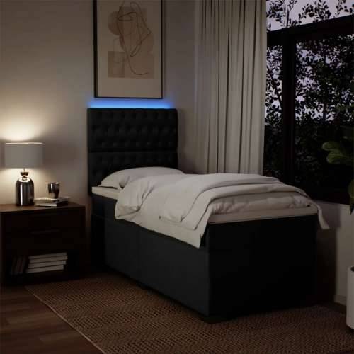 Box spring krevet s madracem crni 80 x 200 cm od tkanine - Crna 80 x 200 cm Dizajn s gumbima Cijena