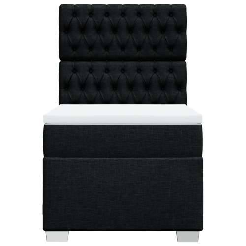 Box spring krevet s madracem crni 80 x 200 cm od tkanine - Crna 80 x 200 cm Dizajn s gumbima Cijena