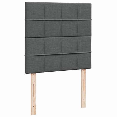 Krevet s oprugama i madracem tamnosivi 100 x 200 cm od tkanine Tamno siva 100 x 200 cm Blok s kvadratima Cijena