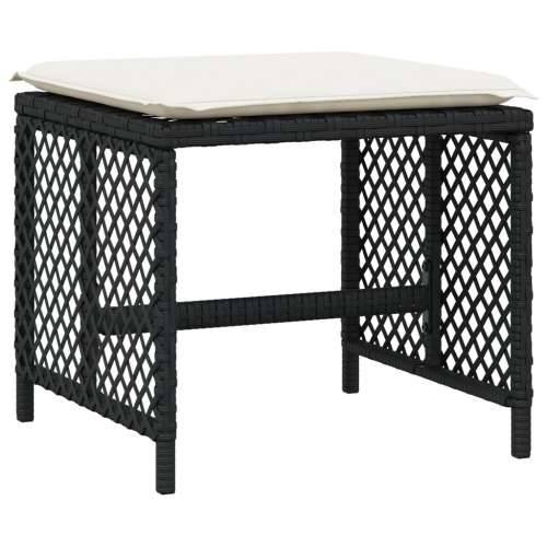 Vrtni taburei s jastucima 4 kom crni 41x41x36 cm od poliratana - Crna i krem 4 Cijena