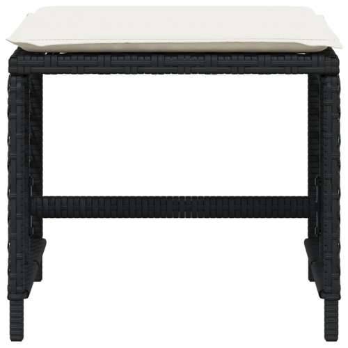 Vrtni taburei s jastucima 4 kom crni 41x41x36 cm od poliratana - Crna i krem 4 Cijena