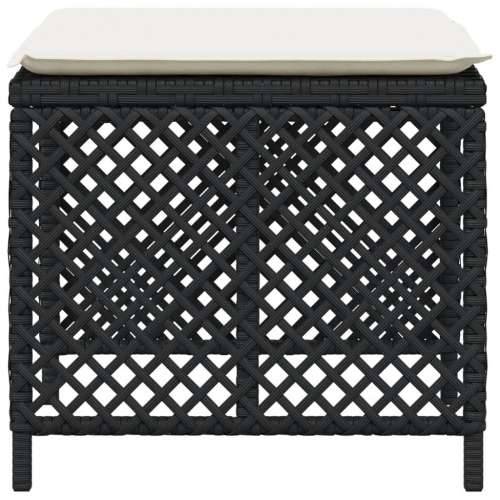 Vrtni taburei s jastucima 4 kom crni 41x41x36 cm od poliratana - Crna i krem 4 Cijena