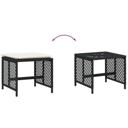 Vrtni taburei s jastucima 4 kom crni 41x41x36 cm od poliratana - Crna i krem 4 Cijena