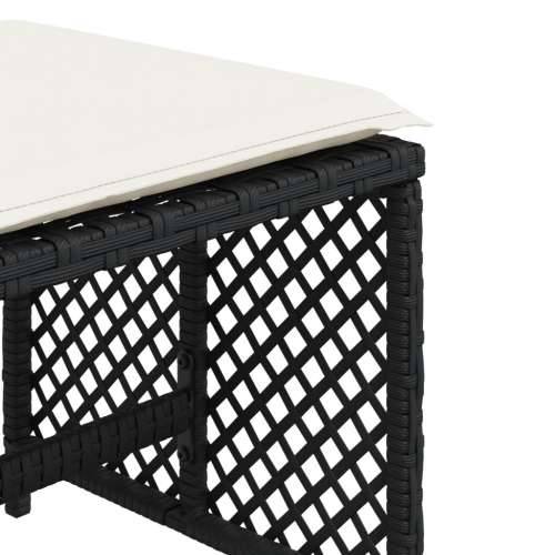 Vrtni taburei s jastucima 4 kom crni 41x41x36 cm od poliratana - Crna i krem 4 Cijena