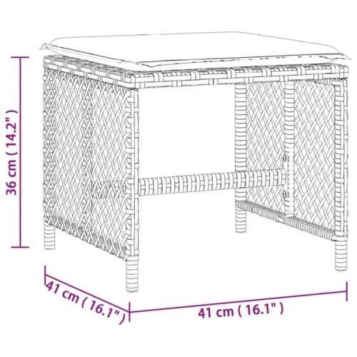 Vrtni taburei s jastucima 4 kom crni 41x41x36 cm od poliratana - Crna i krem 4 Cijena