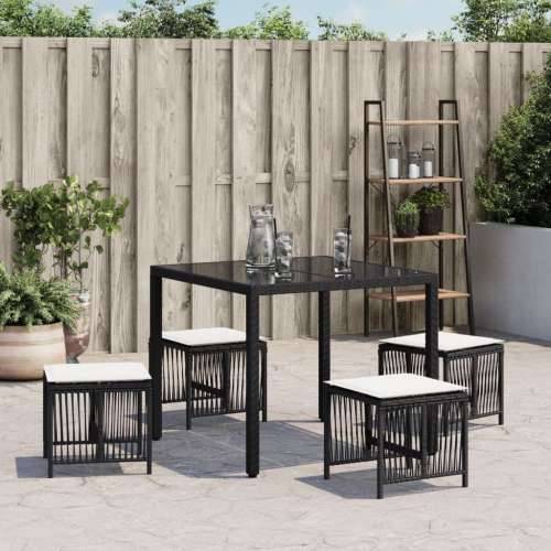 Vrtni taburei s jastucima 4 kom crni 41x41x36 cm od poliratana - Crna i krem 4 Cijena