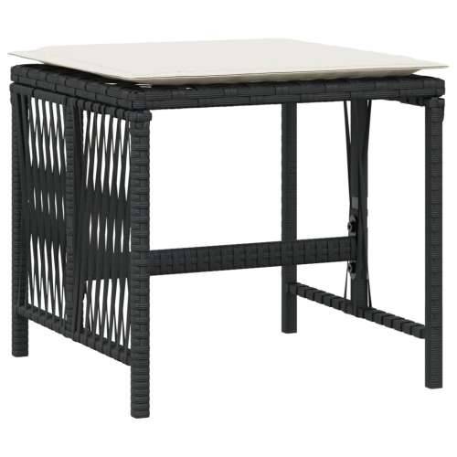 Vrtni taburei s jastucima 4 kom crni 41x41x36 cm od poliratana - Crna i krem 4 Cijena