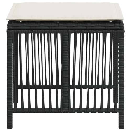 Vrtni taburei s jastucima 4 kom crni 41x41x36 cm od poliratana - Crna i krem 4 Cijena