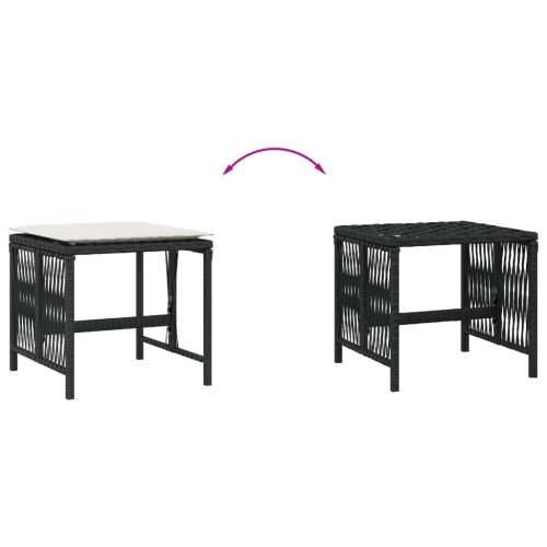 Vrtni taburei s jastucima 4 kom crni 41x41x36 cm od poliratana - Crna i krem 4 Cijena