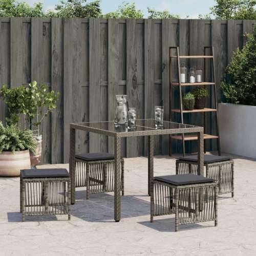Vrtni stolci s jastucima 4 kom sivi 41x41x36 cm od poliratana - Siva 4 Cijena