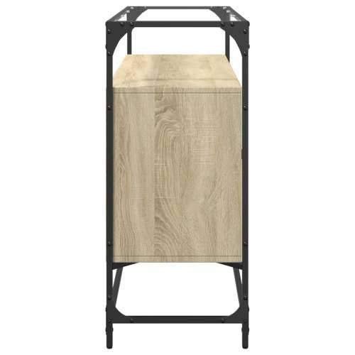 Komoda sa staklenom površinom boja hrasta 98x35x81 cm drvena - sonoma hrast 1 Cijena