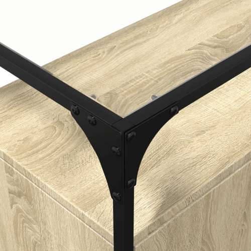 Komoda sa staklenom površinom boja hrasta 98x35x81 cm drvena - sonoma hrast 1 Cijena