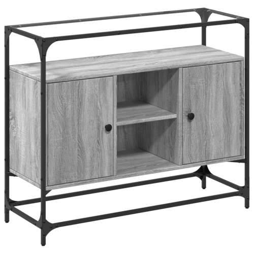 Komoda sa staklenom površinom boja hrasta 98x35x81 cm drvena - Sivi hrast sonoma 1 Cijena