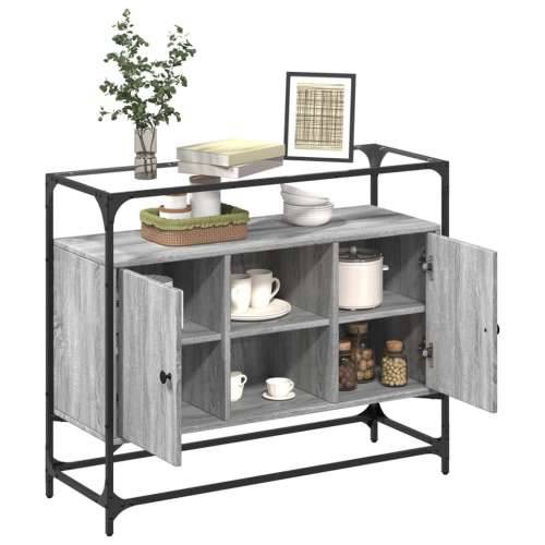 Komoda sa staklenom površinom boja hrasta 98x35x81 cm drvena - Sivi hrast sonoma 1 Cijena