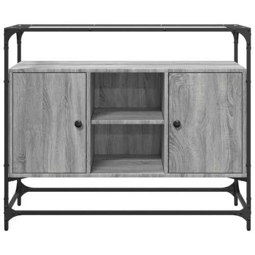 Komoda sa staklenom površinom boja hrasta 98x35x81 cm drvena - Sivi hrast sonoma 1 Cijena