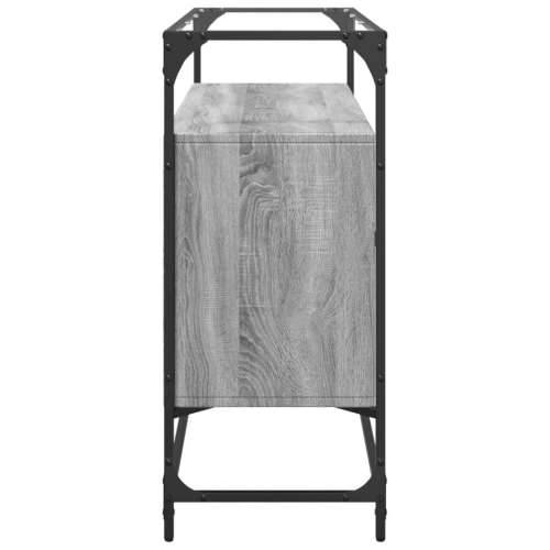 Komoda sa staklenom površinom boja hrasta 98x35x81 cm drvena - Sivi hrast sonoma 1 Cijena