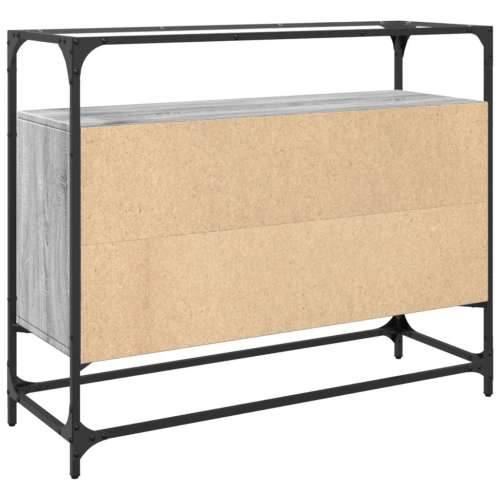 Komoda sa staklenom površinom boja hrasta 98x35x81 cm drvena - Sivi hrast sonoma 1 Cijena