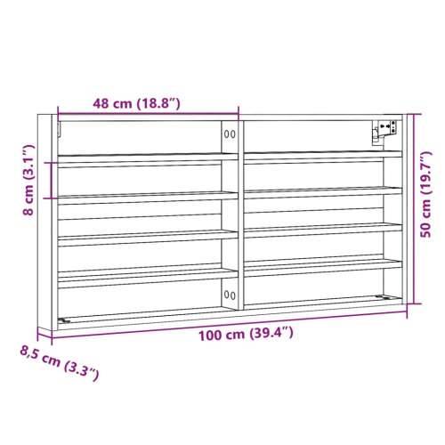 Vitrina boja sivog hrasta sonome 100x8,5x50 cm drvena - Sivi hrast sonoma 100 x 8.5 x 50 cm 1 Cijena