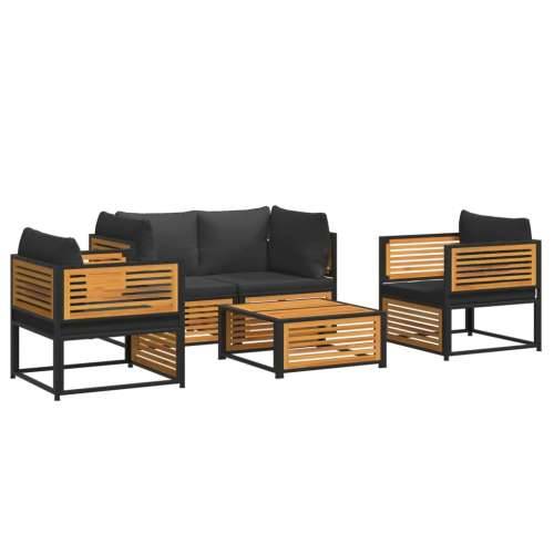 5-dijelna set vrtnih sofa od masivnog drva bagrema s jastucima - Antracit 2x kutna + fotelja + stol 1 Cijena
