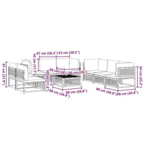 9-dijelna set vrtnih sofa s jastucima masivno bagremovo drvo - Antracit 4x kutna + 4x srednja + stol 1 Cijena