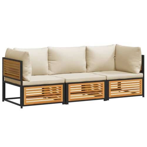 3-dijelna set vrtnih sofa s jastucima masivno bagremovo drvo - Krema 3 seater 1 Cijena