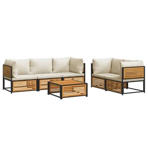6-dijelna set vrtnih sofa s jastucima masivno bagremovo drvo - Krema 4x kutna + srednja + stol 1 Cijena