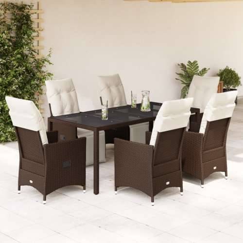 7-dijelni vrtni bistro set od poliratana s jastucima smeđi - 190 x 90 x 75 cm 6 Cijena