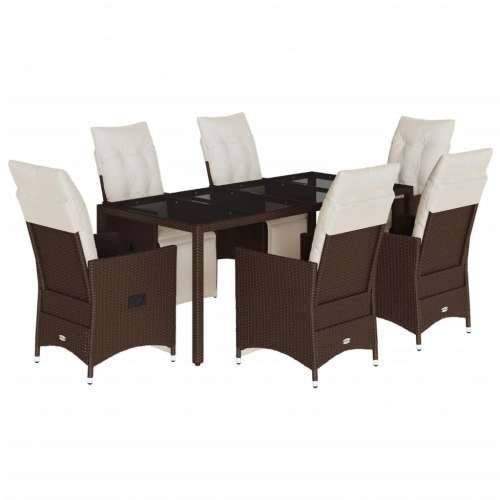 7-dijelni vrtni bistro set od poliratana s jastucima smeđi - 190 x 90 x 75 cm 6 Cijena