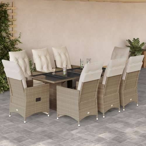 9-dijelni vrtni bistro set od poliratana s jastucima bež - 190 x 80 x 75 cm 8 Cijena