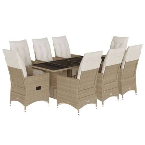 9-dijelni vrtni bistro set od poliratana s jastucima bež - 190 x 80 x 75 cm 8 Cijena