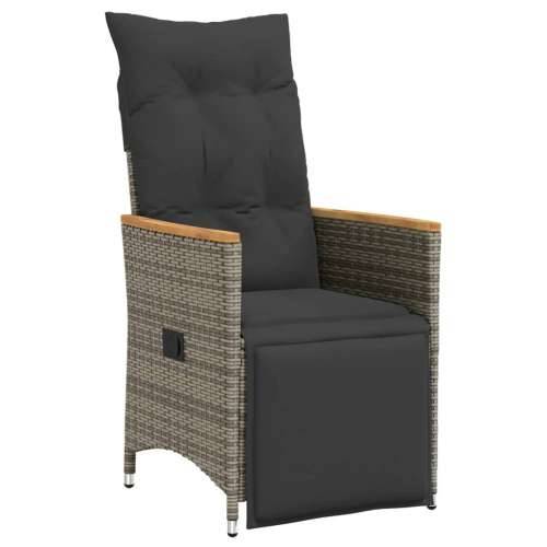 7-dijelni vrtni bistro set od poliratana s jastucima sivi - Siva 190 x 90 x 75 cm 6 Cijena