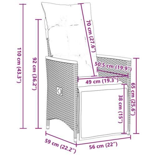 7-dijelni vrtni bistro set od poliratana s jastucima sivi - Siva 190 x 90 x 75 cm 6 Cijena