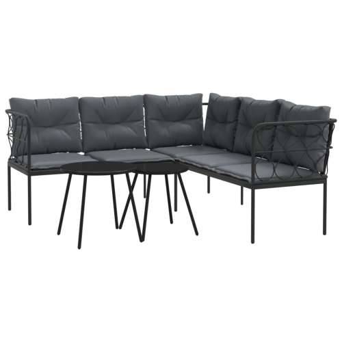 Set vrtnih sofa s jastucima crni od čelika i tekstilena - Uže 1 Cijena