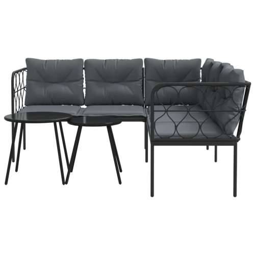 Set vrtnih sofa s jastucima crni od čelika i tekstilena - Uže 1 Cijena