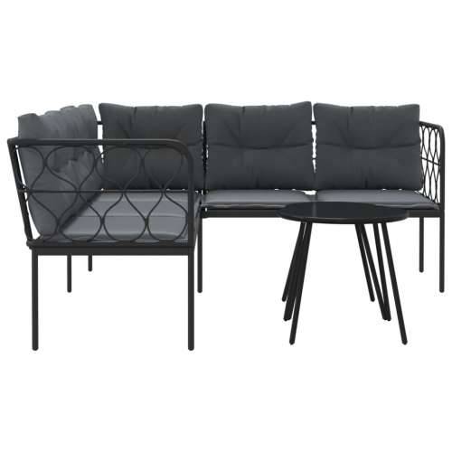 Set vrtnih sofa s jastucima crni od čelika i tekstilena - Uže 1 Cijena