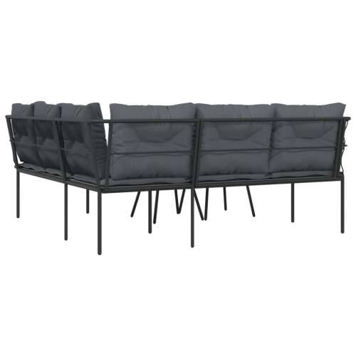 Set vrtnih sofa s jastucima crni od čelika i tekstilena - Uže 1 Cijena