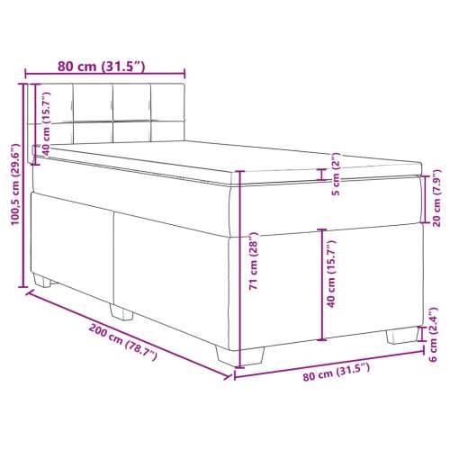 Okvir kreveta s oprugama i madrac tamnosivi 80x200cm od tkanine - Tamno siva 80 x 200 cm Blok s kvadratima Cijena